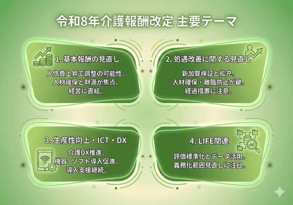令和8年介護報酬改定で注目される4つの主要テーマ