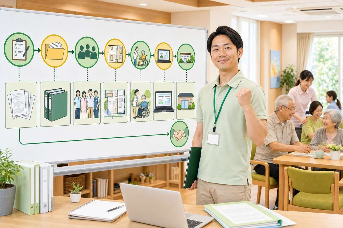 指定申請からデイサービス運営開始までを整理する管理者