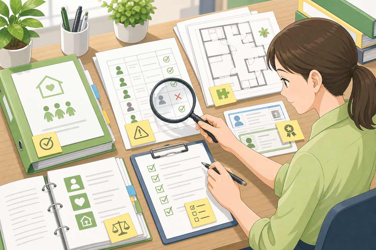 訪問介護の指定申請書類を提出前に確認するイメージ