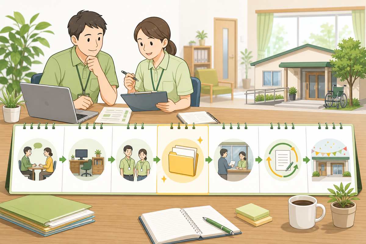 訪問介護の指定申請スケジュールを確認するイメージ