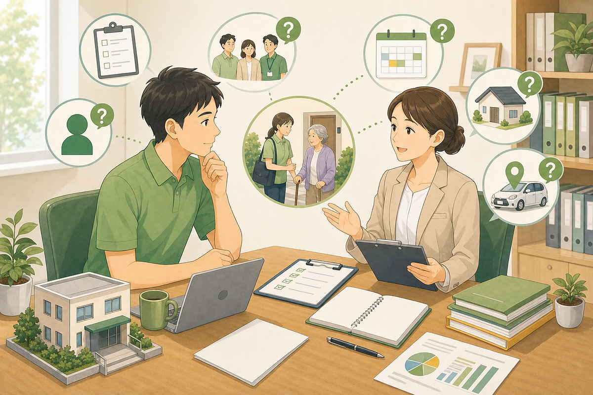 訪問介護は一人で開業できるかを検討する場面