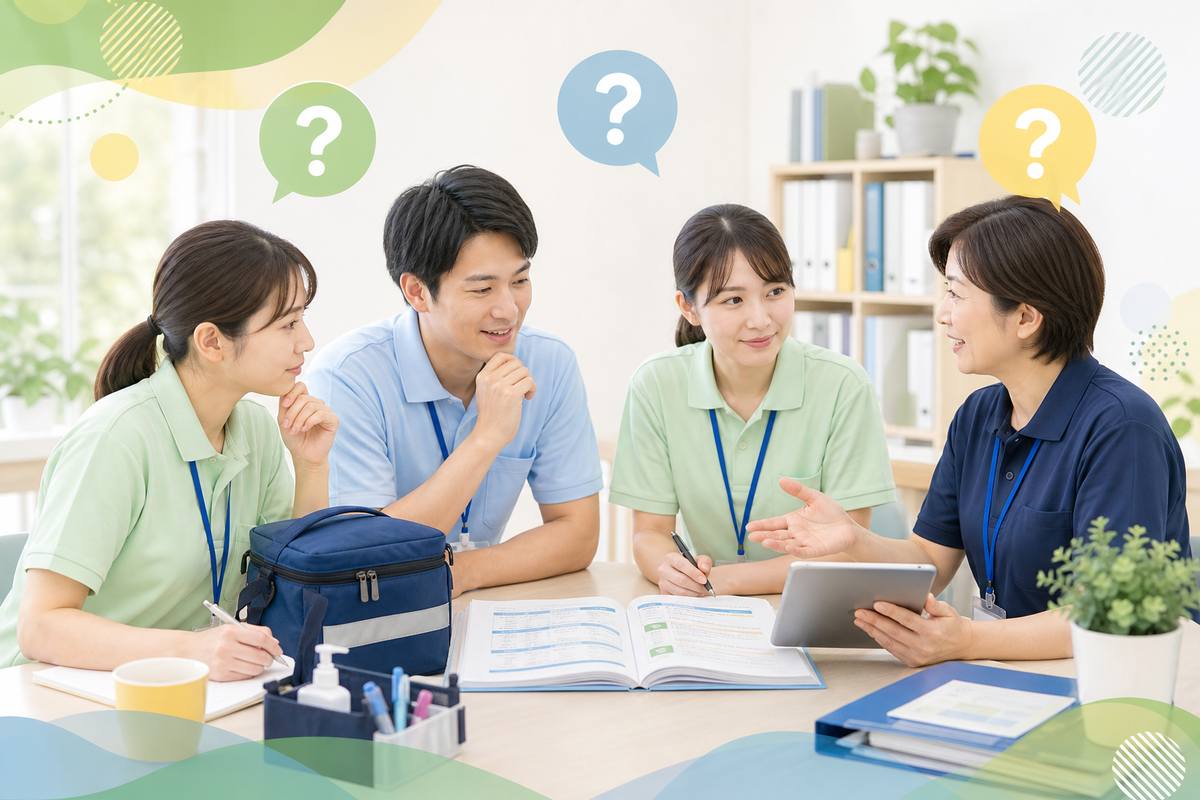 訪問介護の手順書に関するよくある質問を確認する職員