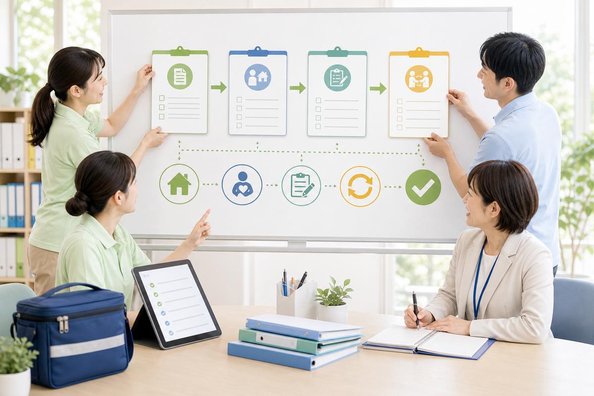 訪問介護の手順書テンプレート作成をまとめる職員