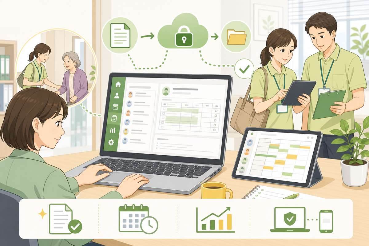サービス提供記録のよくある質問を確認する職員