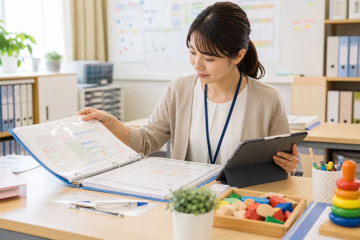 個別支援計画と支援記録を照合する児童発達支援管理責任者