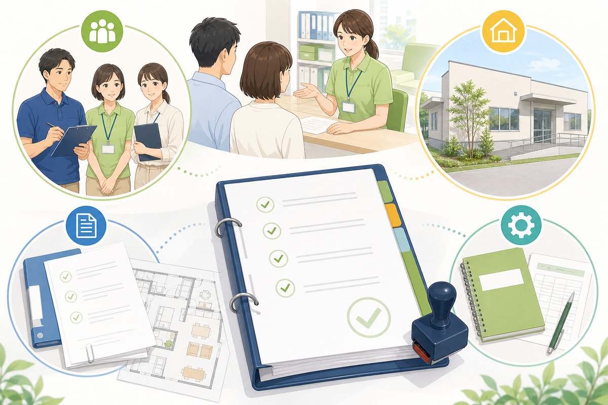 放課後等デイサービスの指定申請基準を確認する場面