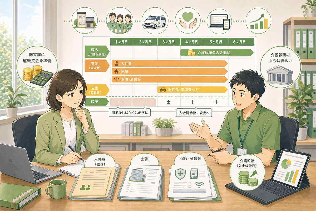 訪問介護の開業費用と運転資金を確認する管理者