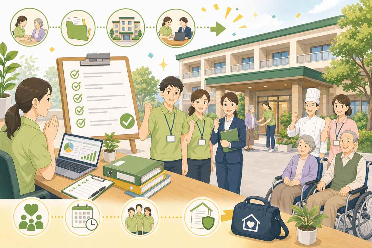 有料老人ホーム開業準備をまとめて確認するイメージ