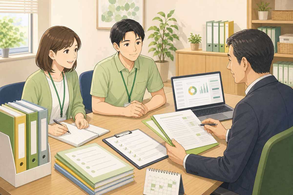 サ高住の基本を確認する介護事業者のイメージ