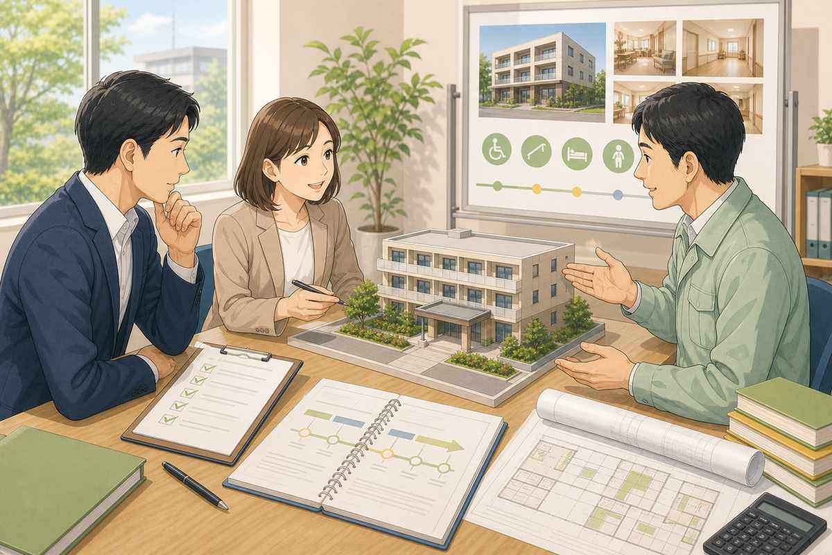 サ高住の運営体制と外部サービスを確認するイメージ